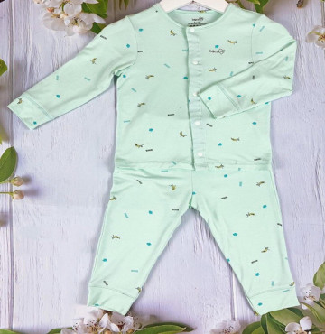 Bộ dài tay bamboo cúc giữa Bons99 (xanh bạc hà)